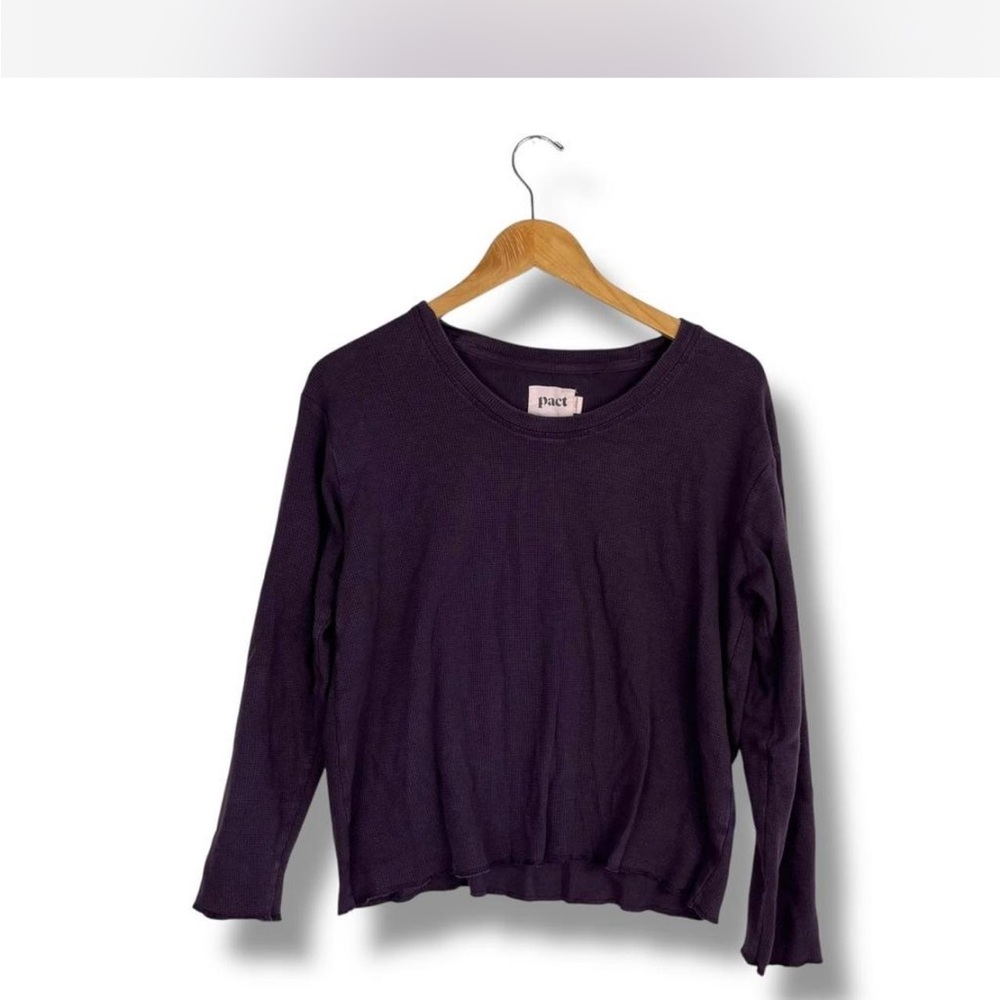 PACT Christy Slouchy Top Organic Cotton Waffle Knit Purple M Boxy Sustainable
